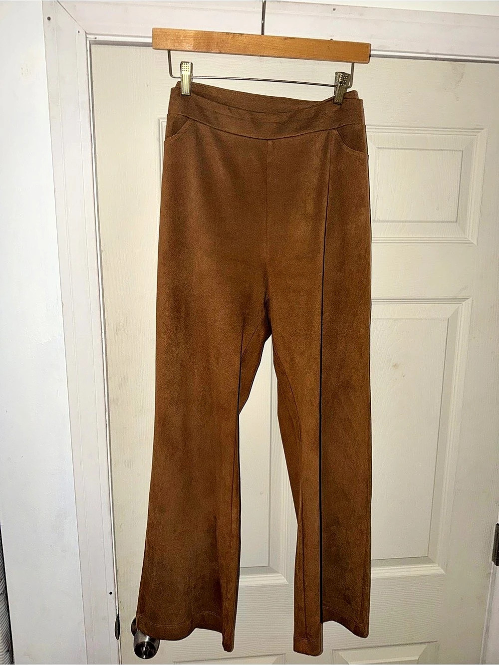Soft Surroundings Faux Suede Bootcut Pants Brown Large